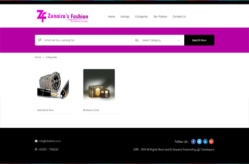 QZ Developers Zunaira Fashion Website